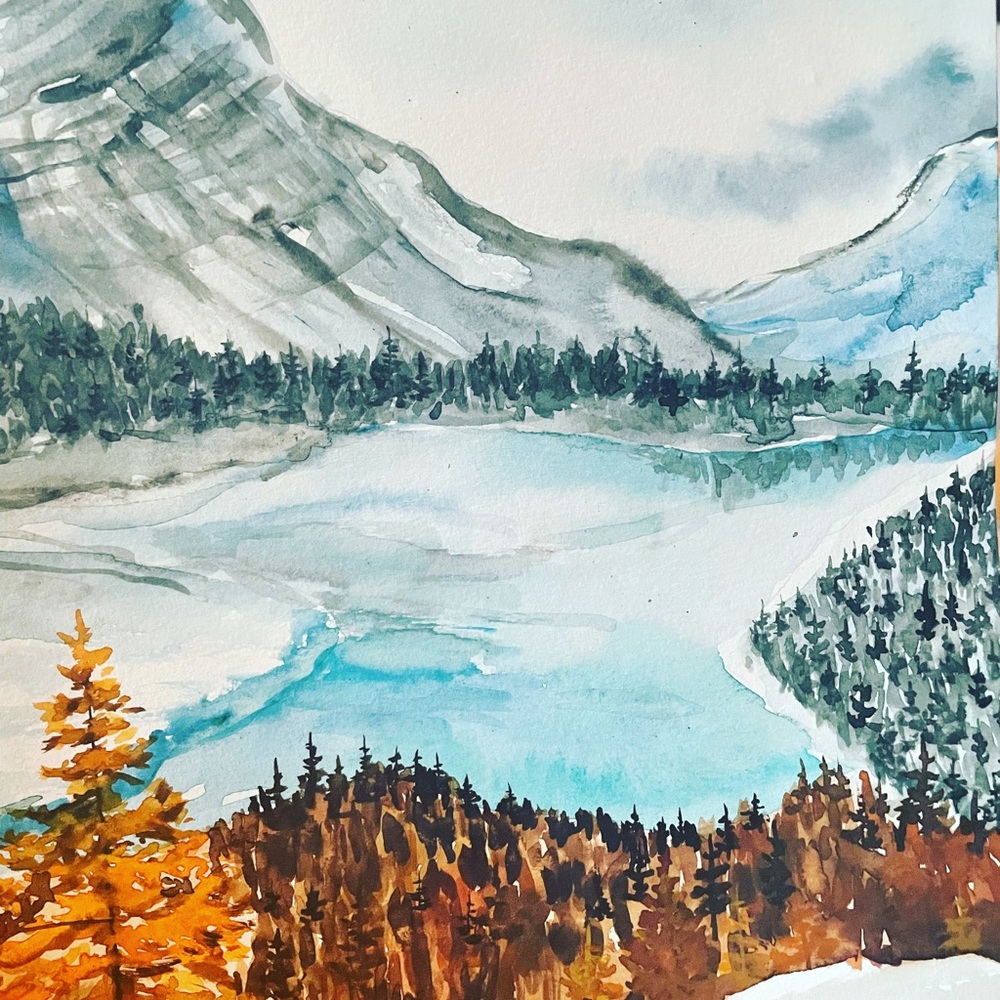 Banff National park watercolor painting